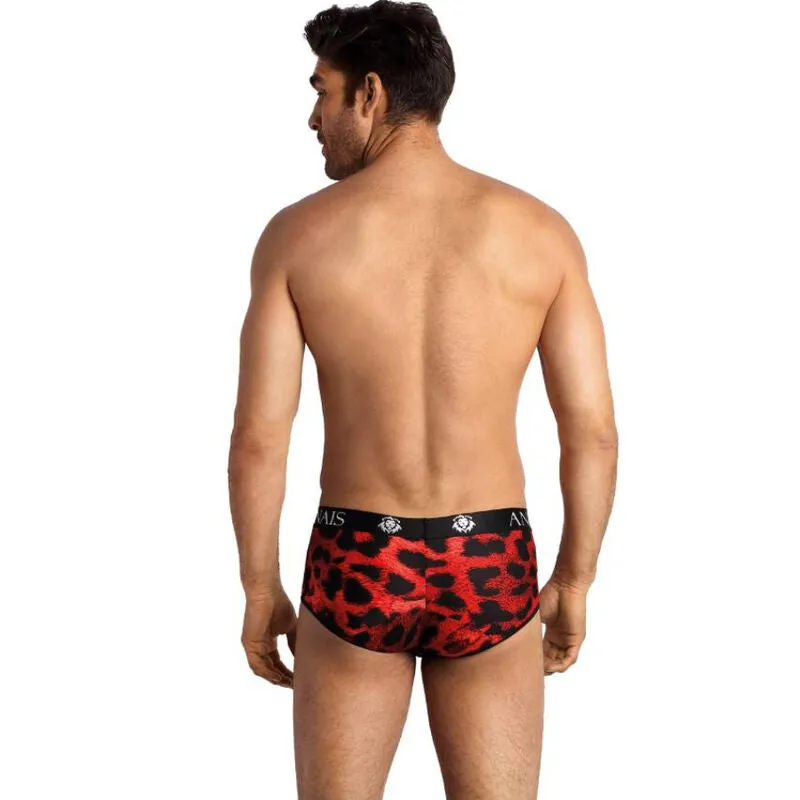 slip microfibre rouge imprimé animal homme sexy ajustement parfait silhouette confort fabrication européenne qualité extensible élasthanne coupe sportive