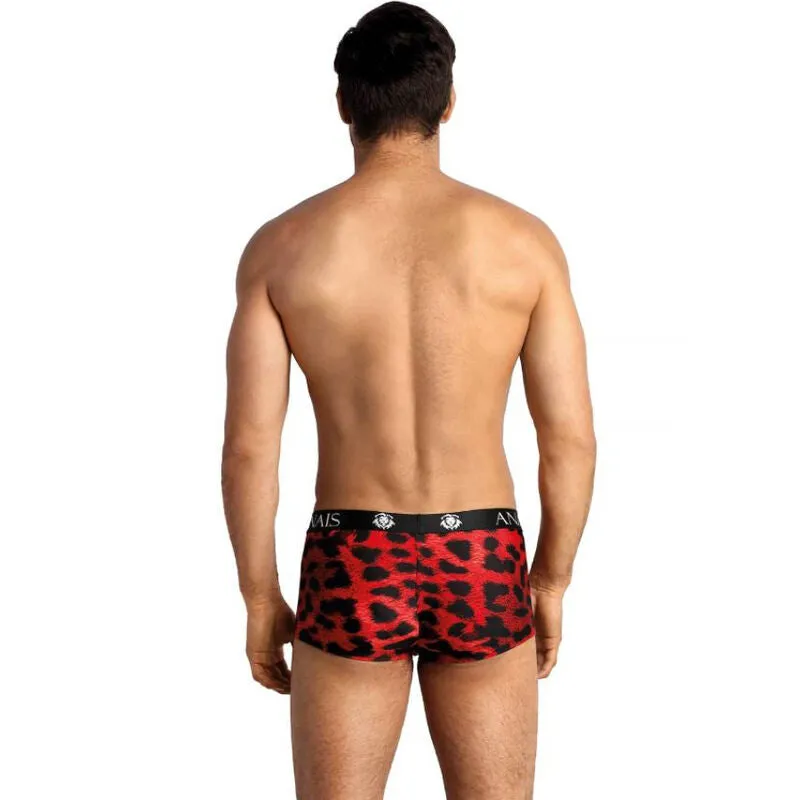 boxer homme microfibre rouge imprimé animal ajustement parfait Anaïs coupe sportive jambes longues maintien optimal douceur