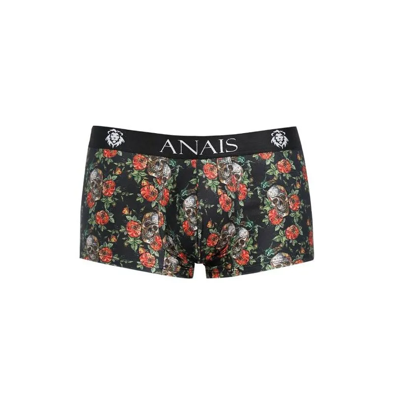 boxer homme sport ajusté imprimé roses têtes mort sexy coupe longue jambes extensible polyamide élasthanne confortable S M L XL