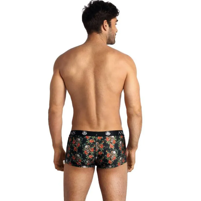 boxer homme sport ajusté imprimé roses têtes mort sexy coupe longue jambes extensible polyamide élasthanne confortable S M L XL