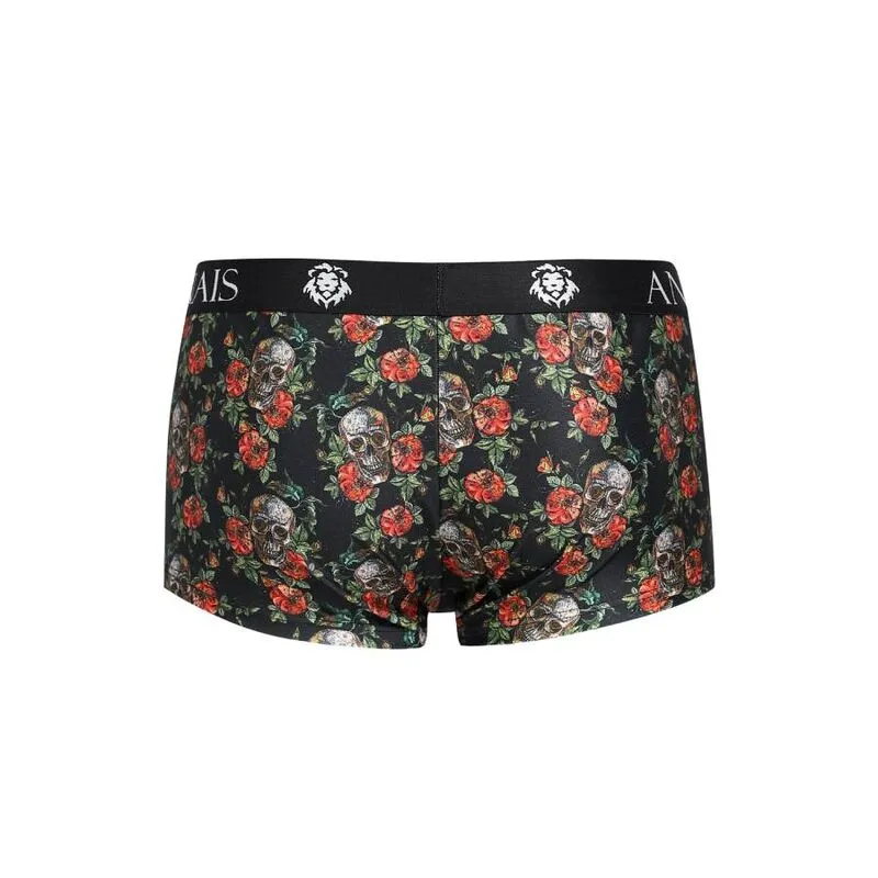 boxer homme sport ajusté imprimé roses têtes mort sexy coupe longue jambes extensible polyamide élasthanne confortable S M L XL