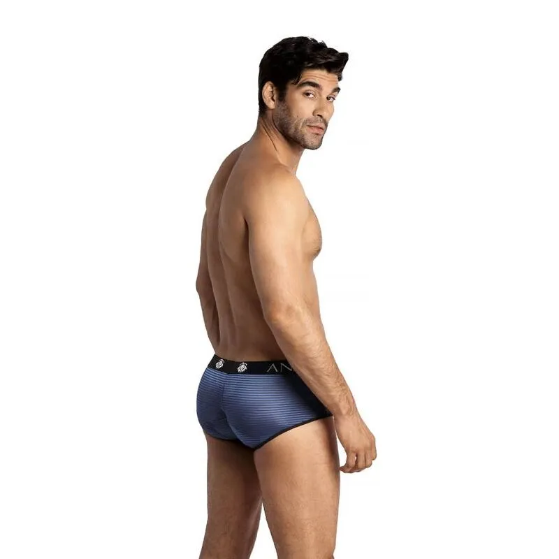 Slip sportif homme tulle noir rayé satin bleu marine coupe ajusté élastique respirant confortable sophistiqué durable européen maintien