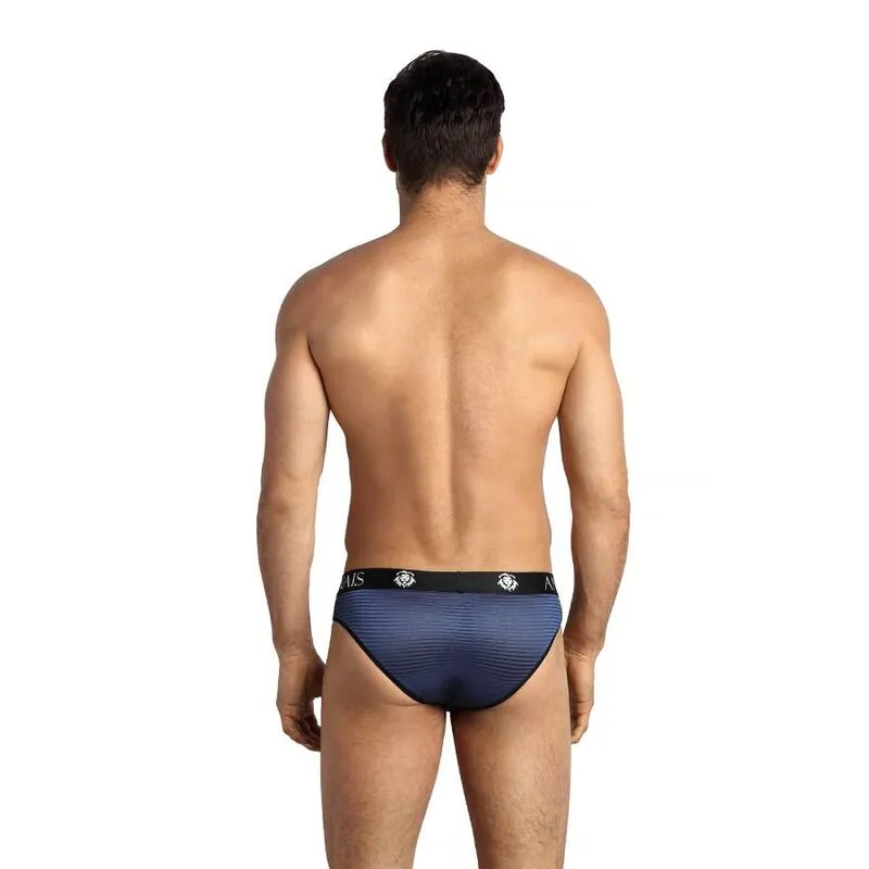 slip sexy homme rayures satinées bleu marine bande élastique large confortable respirant élégant coupe ajustée matériaux extensible durable fabrication européenne