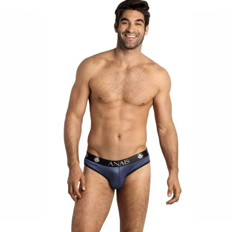 slip sexy homme rayures satinées bleu marine bande élastique large confortable respirant élégant coupe ajustée matériaux extensible durable fabrication européenne