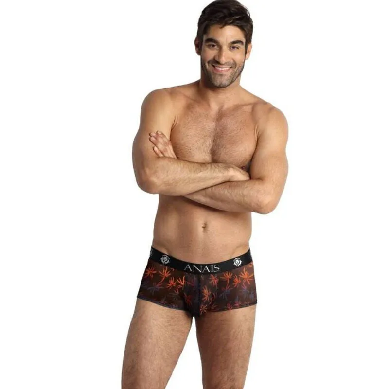 boxer homme sportif noir imprimé palmiers ajustement parfait sexy confort coupe ajustée extensible polyamide élasthanne respirant durable confection européenne maintien