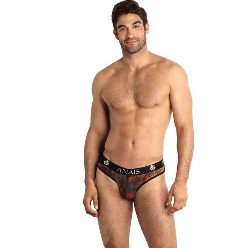 slip hommes sexy tulle noir imprimé palmiers coloré confortable ajustement parfait bande élastique large extensible douceur respirant durable matière européenne