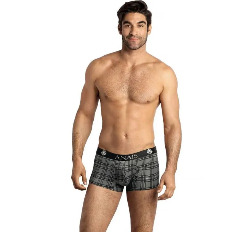boxer homme microfibre carreaux noir gris blanc Anais sexy ajusté coupe sportive jambes longues maintien optimal seconde peau