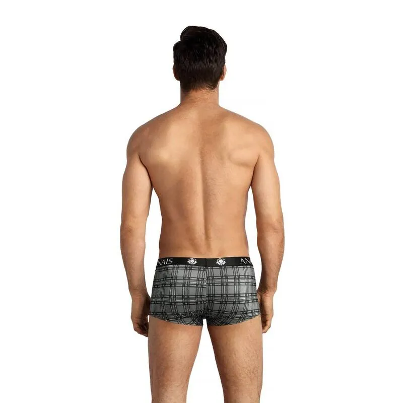 boxer homme microfibre carreaux noir gris blanc Anais sexy ajusté coupe sportive jambes longues maintien optimal seconde peau