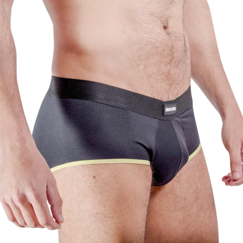 slip homme jaune foncé lycra respirant coupe classique coupelle rehaussement maintien confortable extensible polyamide elasthanne durable tailles S M