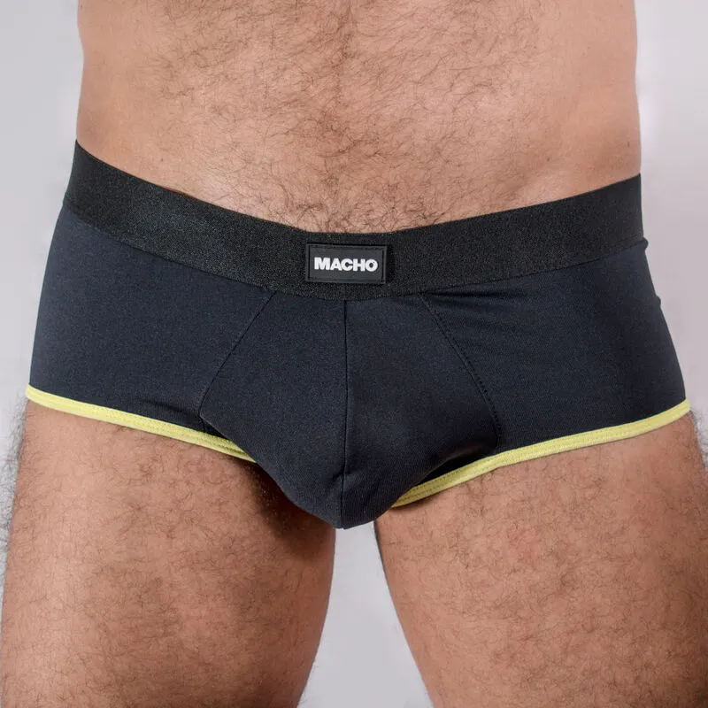 slip homme jaune foncé lycra respirant coupe classique coupelle rehaussement maintien confortable extensible polyamide elasthanne durable tailles S M