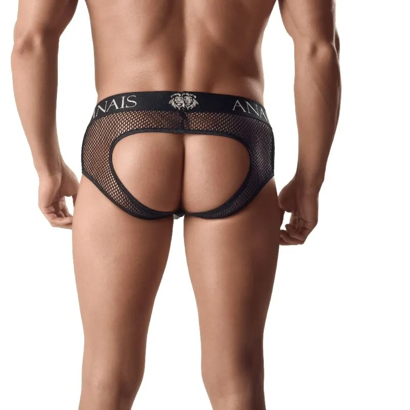 Bikini slip hommes noir filet cuir séduisant dos nu audacieux provocateur élégant extensible confortable respirant taille 2XL