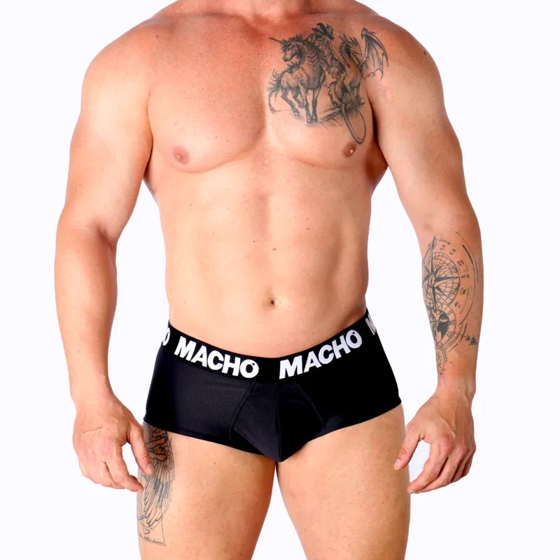 Slip homme noir lycra respirant coupe classique confort maintien cupule rehaussement extensible douceur durable polyamide elasthanne S M L XL