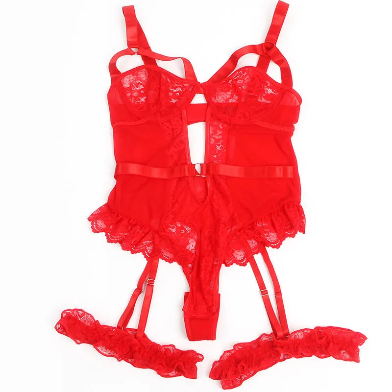teddy sexy amincissant dentelle rouge élégante jarretières ajusté moulant sensuelle sophistiquée luxueuse délicate extensible douceur seconde peau durable