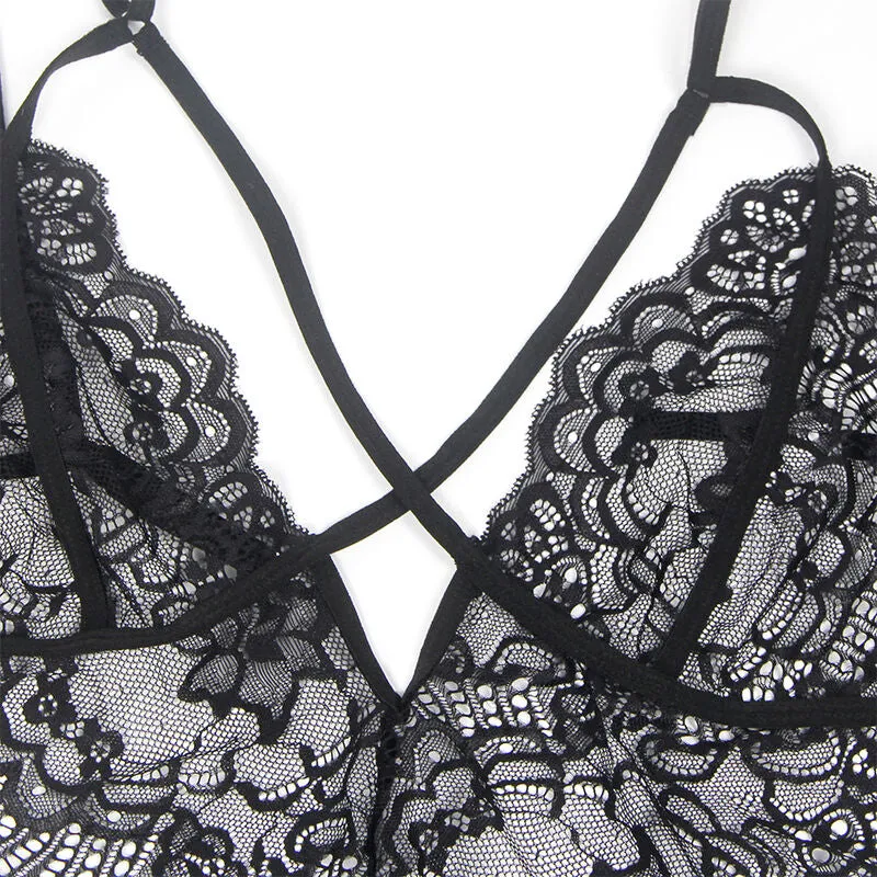 lingerie sexy déguisement policier féminine dentelle noire combinaison bretelles chapeau jarretière ajustée élasthanne polyester moulante sensuelle