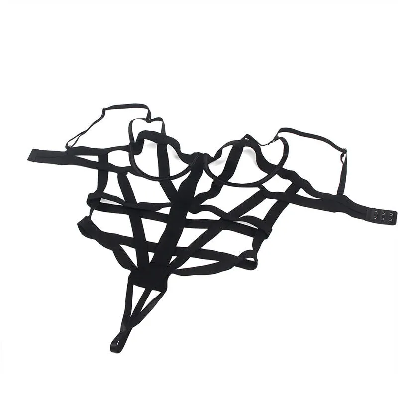 Body sexy découpes noir Subblime lingerie haute qualité confort extensible réglable sangle silhouette moulant polyester élasthanne