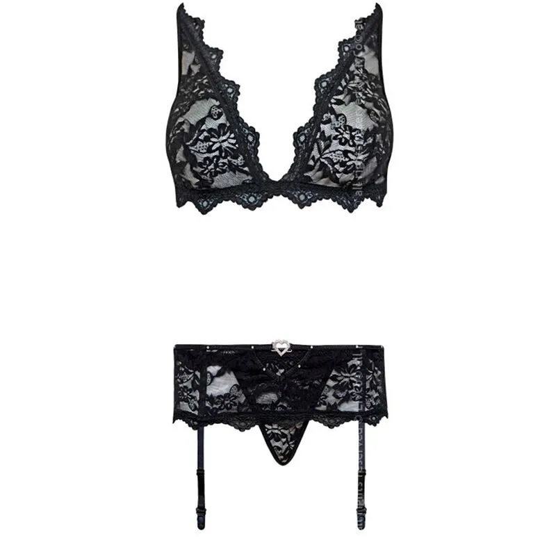 ensemble lingerie dentelle noire Livco Corsetti trois pièces soutiengorge culotte portejarretelles douce extensible sculptante confortable raffinée sensuelle élégante chic