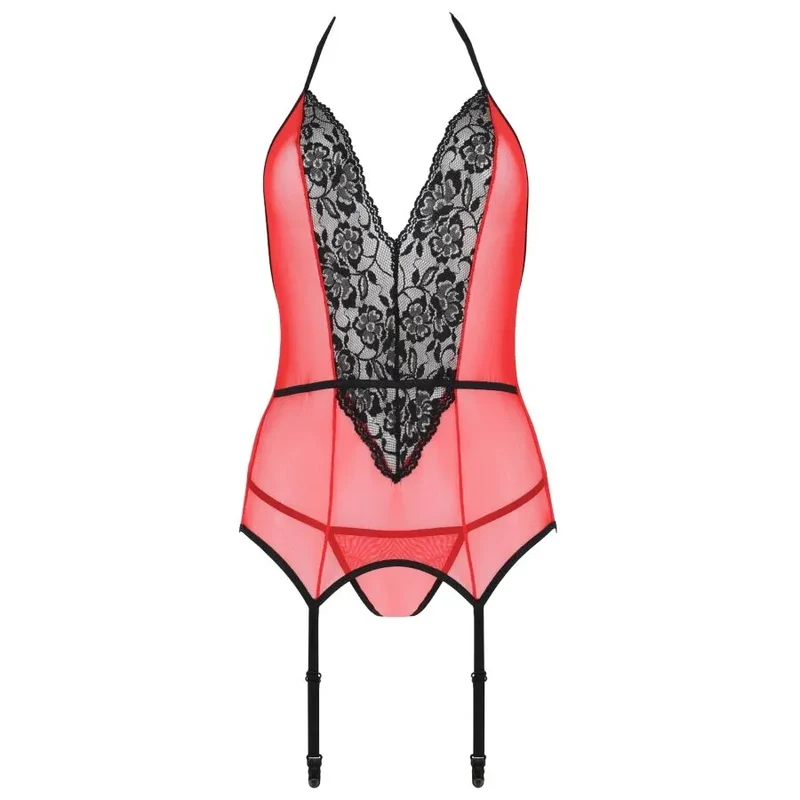 corset rouge dentelle tulle femme moderne luxe sensuelle séduisante raffiné moulant maintien galbant confortable hypoallergénique résistant lavable fabriqué européen