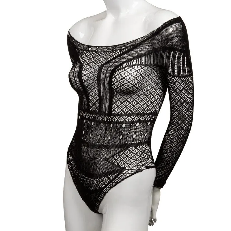 body épaules dénudées grande taille sexy respirant extensible confortable sculptant nylon élasthanne maille lacet finition coquine silhouette ajustement