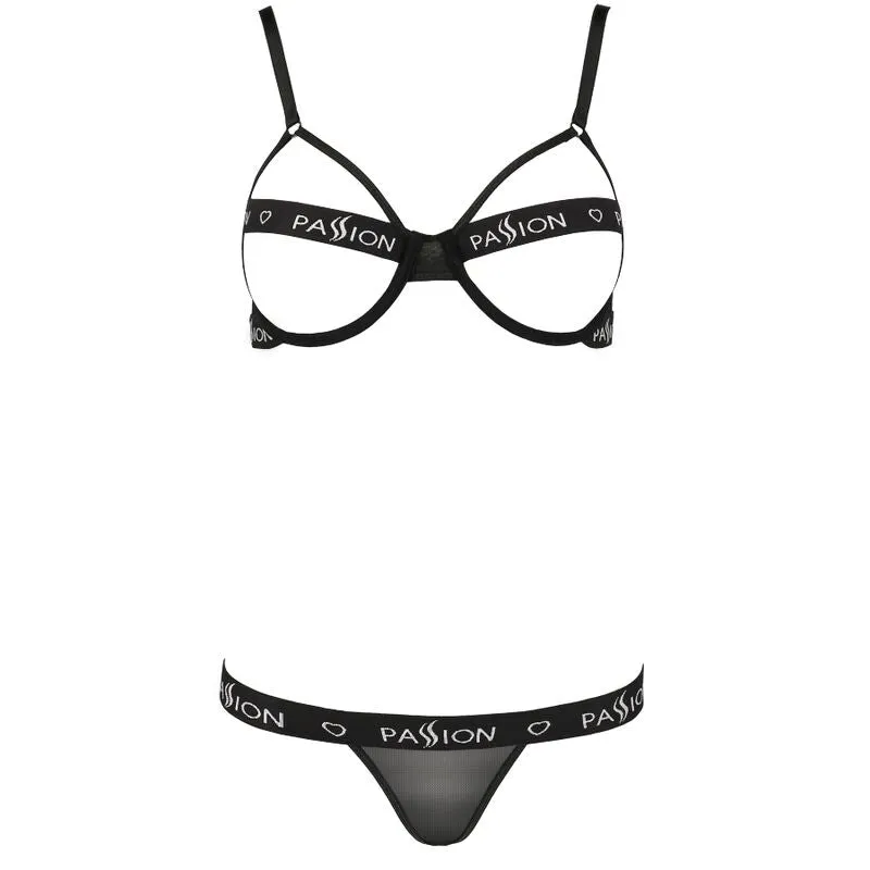 ensemble lingerie audacieuse soutien gorge ouvert femme Passion Kyouka noir deux pièces confort armatures élastique maintien bretelles réglables séduisant