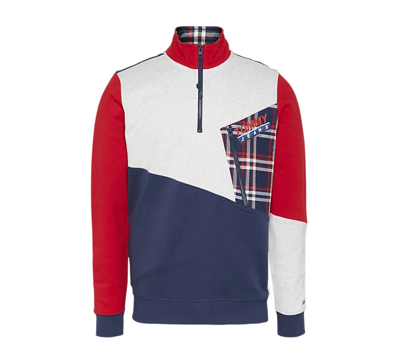 Felpa Uomo TJM Colorblock Zip Monk Neck