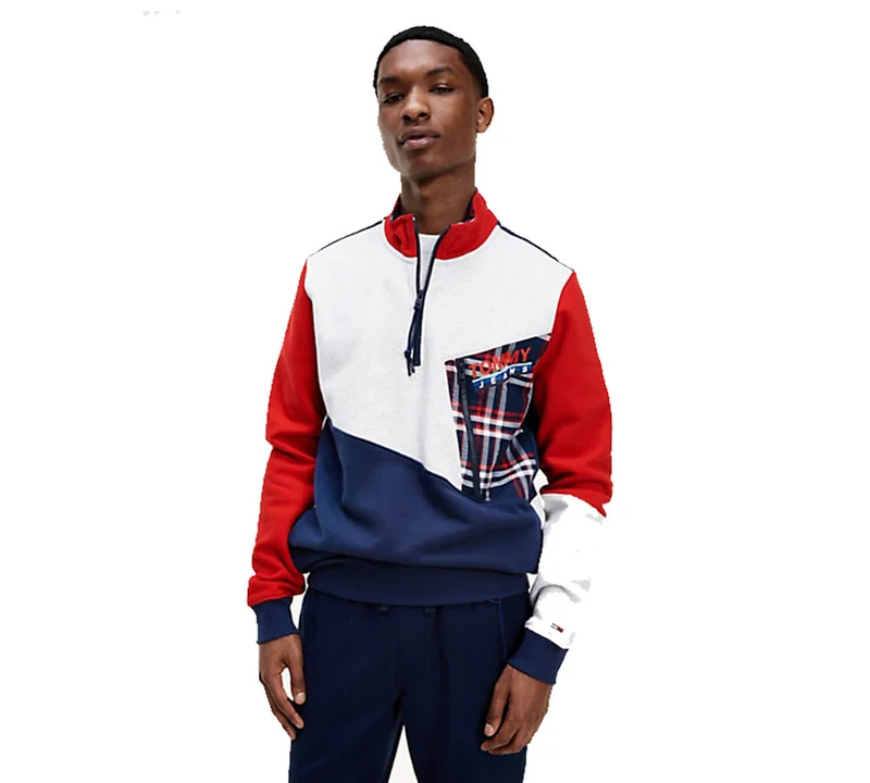Felpa Uomo TJM Colorblock Zip Monk Neck