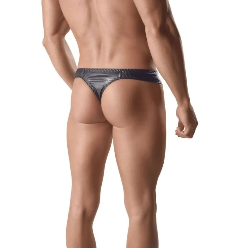 string homme noir cuir confort ajustement parfait Anais Ares 3XL grande taille maintien élastique polyamide élasthanne élégant séduisant