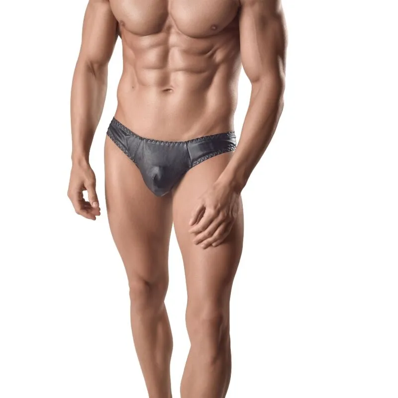 string homme noir cuir confort ajustement parfait Anais Ares 3XL grande taille maintien élastique polyamide élasthanne élégant séduisant