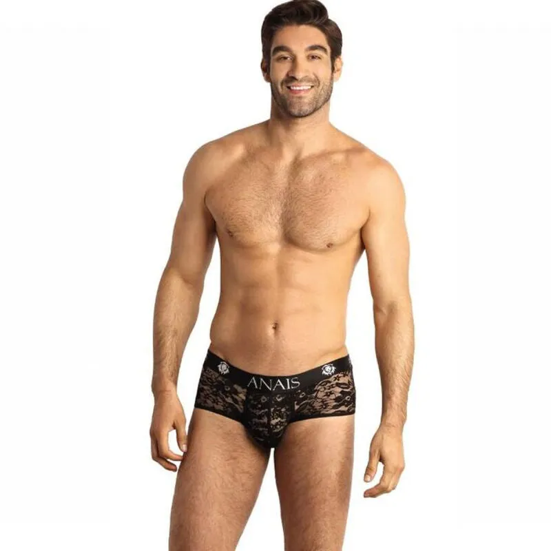 Slip homme dentelle noire imprimé fleuri ajustement parfait sexy coupe sportive jambes courtes confort élégant Anais polyester lycra