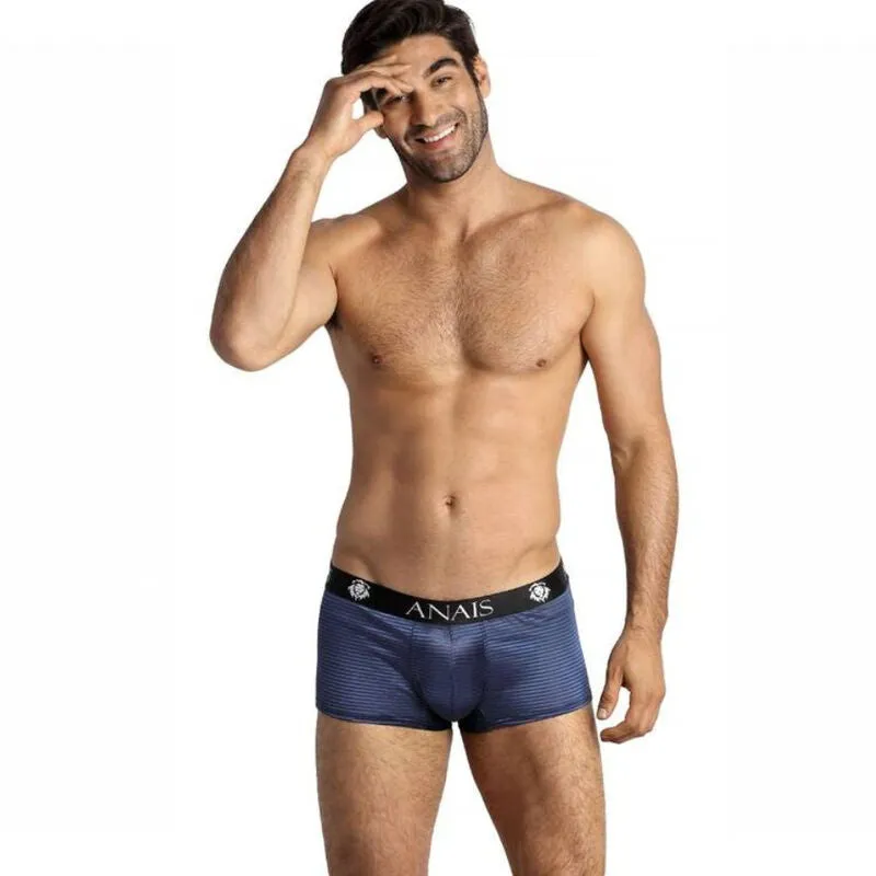 boxer homme rayures satinées bleu marine ajustement parfait coupe sportive jambes longues tissu extensible doux respirant