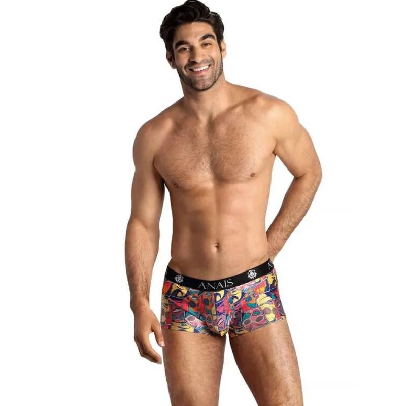 Boxer homme modal doux imprimé bande dessinée coupe sportive sexy ajusté extensible élasthanne polyamide européen durable fantaisie séduction confiance quotidien