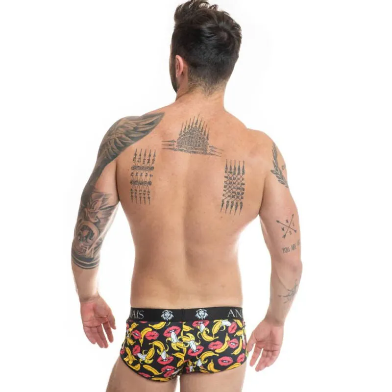 Slip homme sexy imprimé banane lycra doux extensible coupe sportive jambes courtes maintien parfait confort séduction