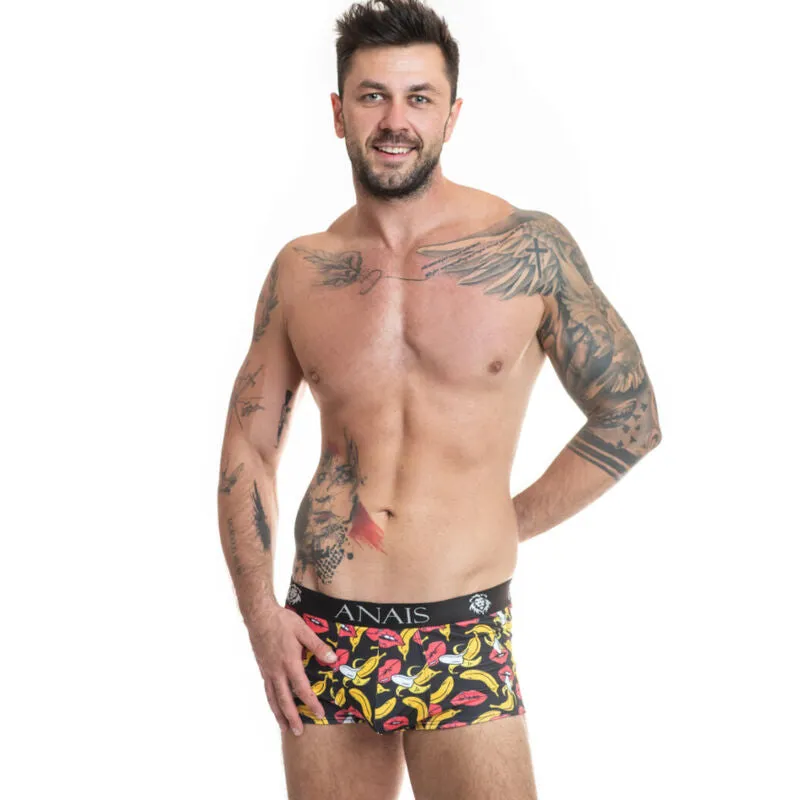 boxer homme imprimé bananes lycra ajusté coupe sportive jambes longues confort exceptionnel seconde peau fabrication européenne composition polyamide élasthanne résistante