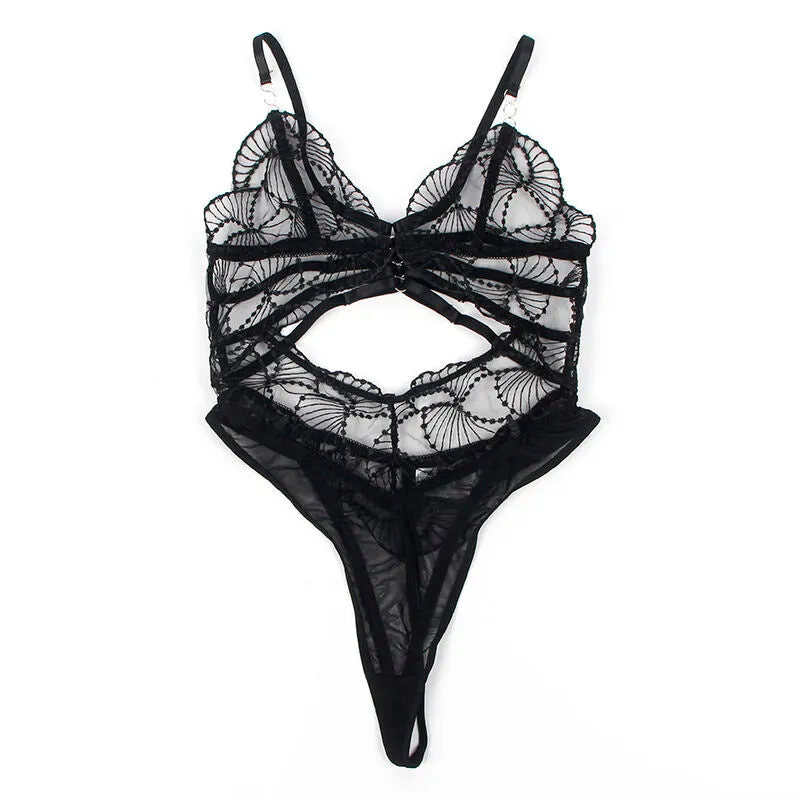 body sexy dentelle noire transparent creux sublime confortable élégant sensuel raffiné élastique polyester élasthanne moulant ajustable
