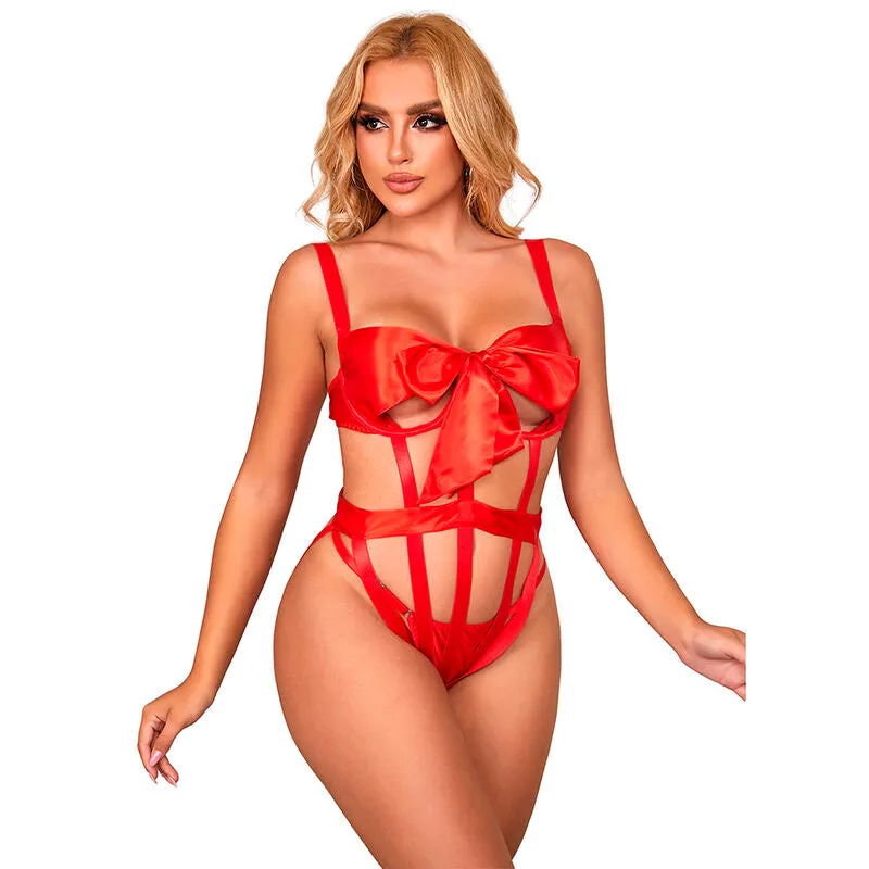 body sexy ajouré noeud rouge grande taille séduction élégance confort extensible douceur matières finitions découpes sculptant