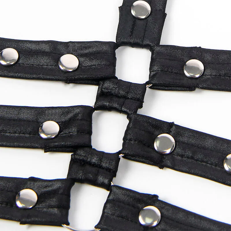justaucorps bondage cuir noir grande taille sexy luxe confortable maintien ajustable finitions impeccables boucles métalliques doublure respirante couture sculptante silhouette