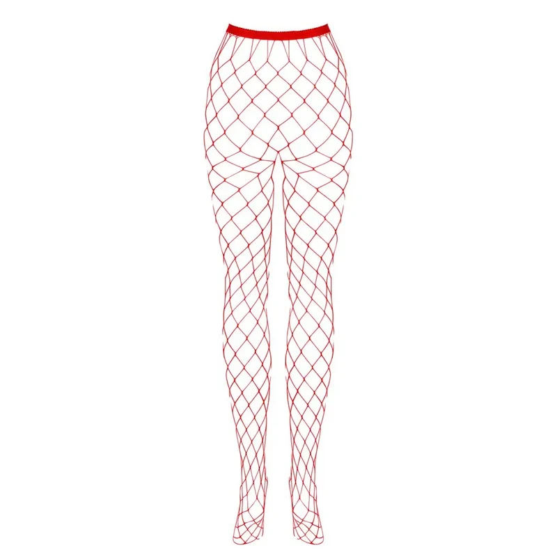 Collants résille rouge taille haute sexy effet spectaculaire nylon élasthanne sculptant confortable extensible résistant sensuel élégant soirée audacieux