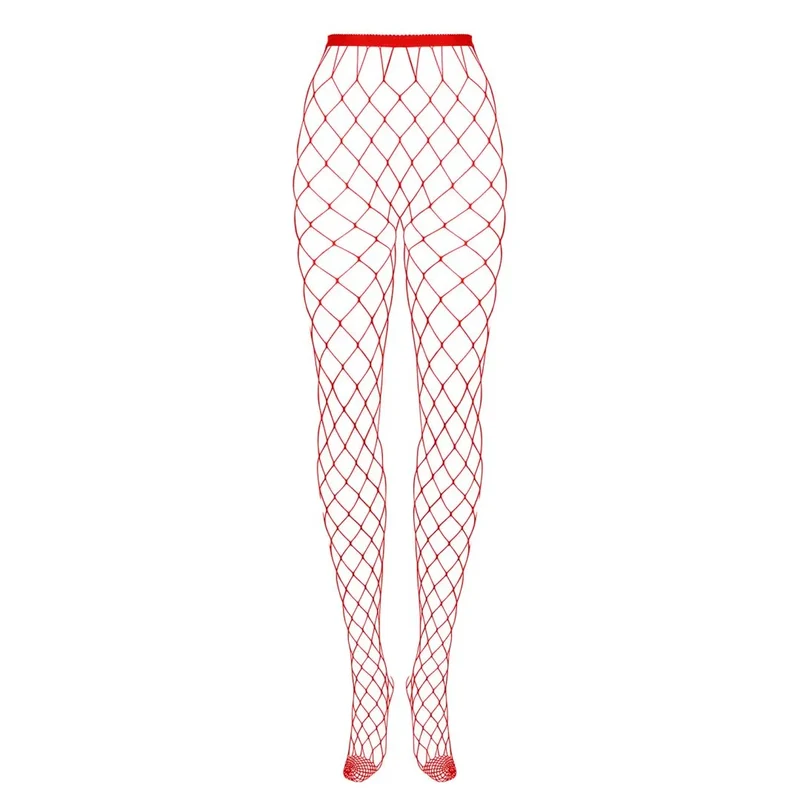 Collants résille rouge taille haute sexy effet spectaculaire nylon élasthanne sculptant confortable extensible résistant sensuel élégant soirée audacieux