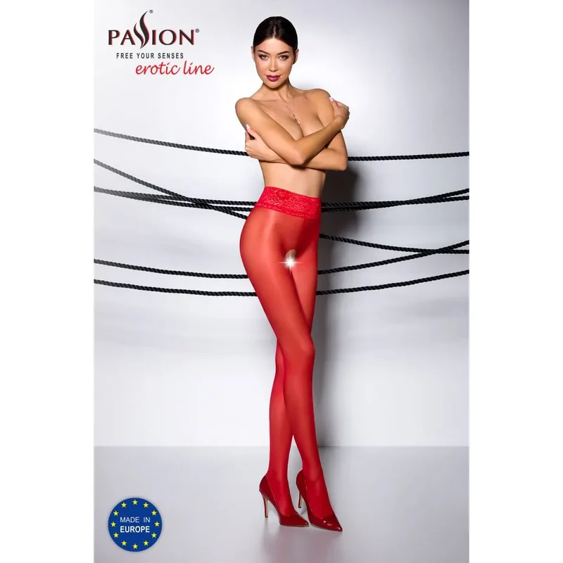 collants ouverts dentelle ceinture taille haute 30DEN transparence résistant polyamide élasthanne rouge femmes courbes séduction élégant raffiné