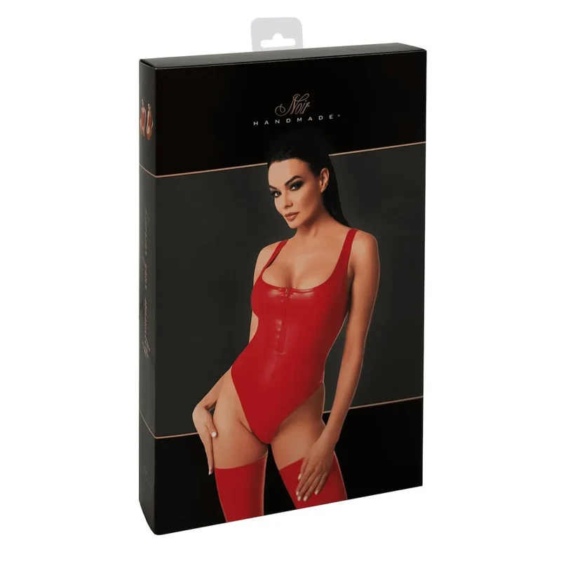 body Elysium rouge moulant effet mouillé élastique brillant fermeture éclair avant glamour sexy audacieux séduction soirée