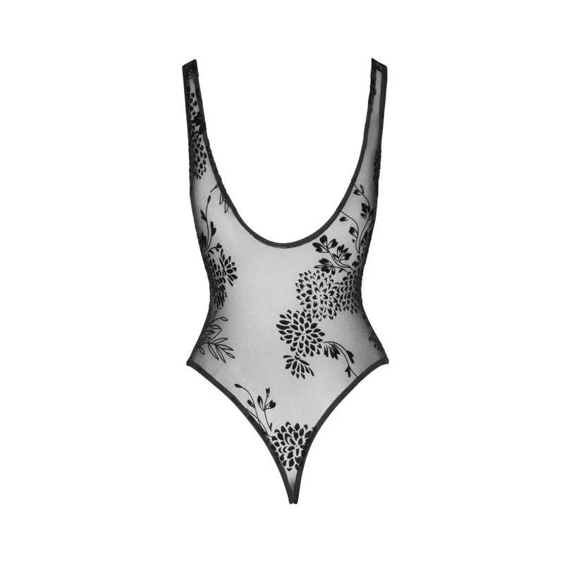 body transparent dentelle botanique femme soirée dos échancré polyvalent élégant audacieux sculptant confortable bretelles débardeur noir tailles extensible raffiné sensuel