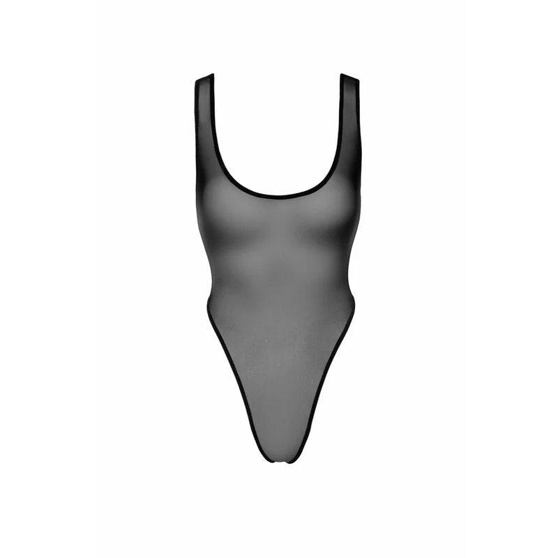 Body tulle transparent noir taille haute sexy élégant polyvalent lingerie respirant léger extensible flatteur sculptant sophistiqué audacieux ajustable glamour séduisant