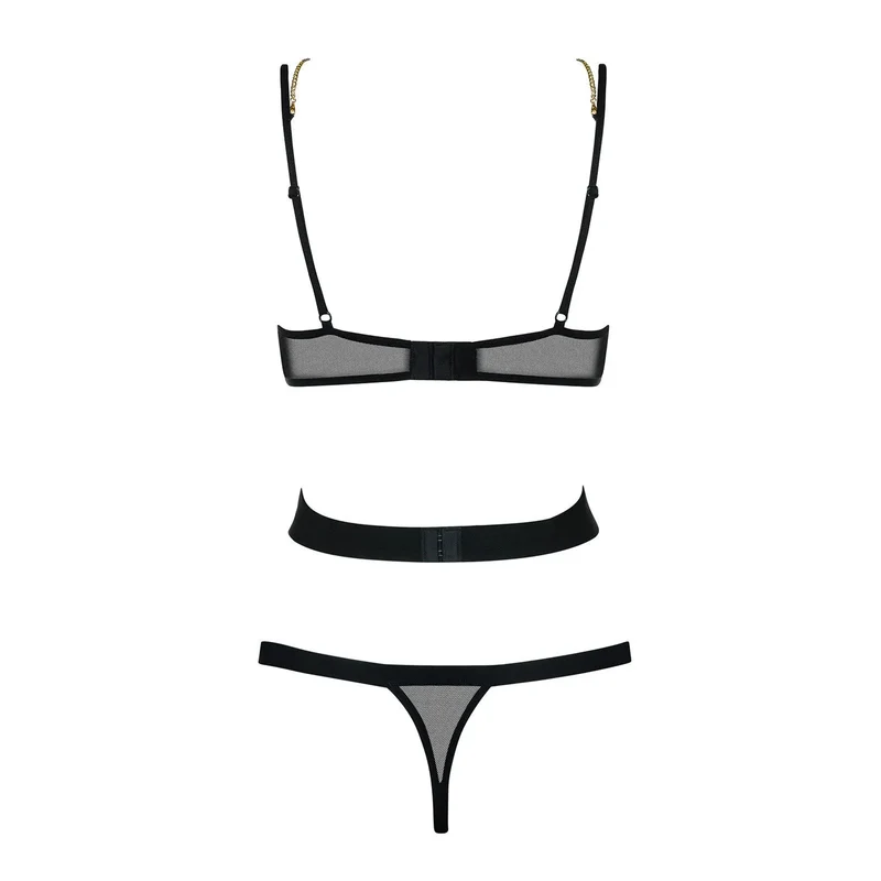 body string noir sexy chaîne bijoux glamour sensualité silhouette sublimée ajustable armatures maintien élastique polyamide elasthanne soirée romantique confiance