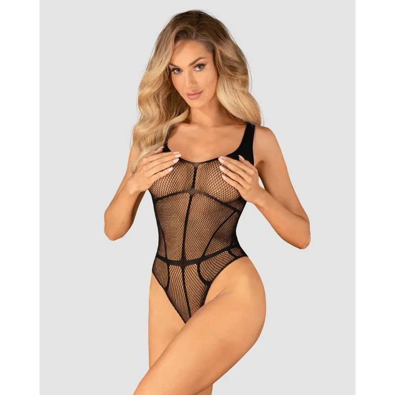body ouvert noir sexy maille motif intrigant entrejambe audacieux séduisant élégant confortable extensible élastique taille ajustement