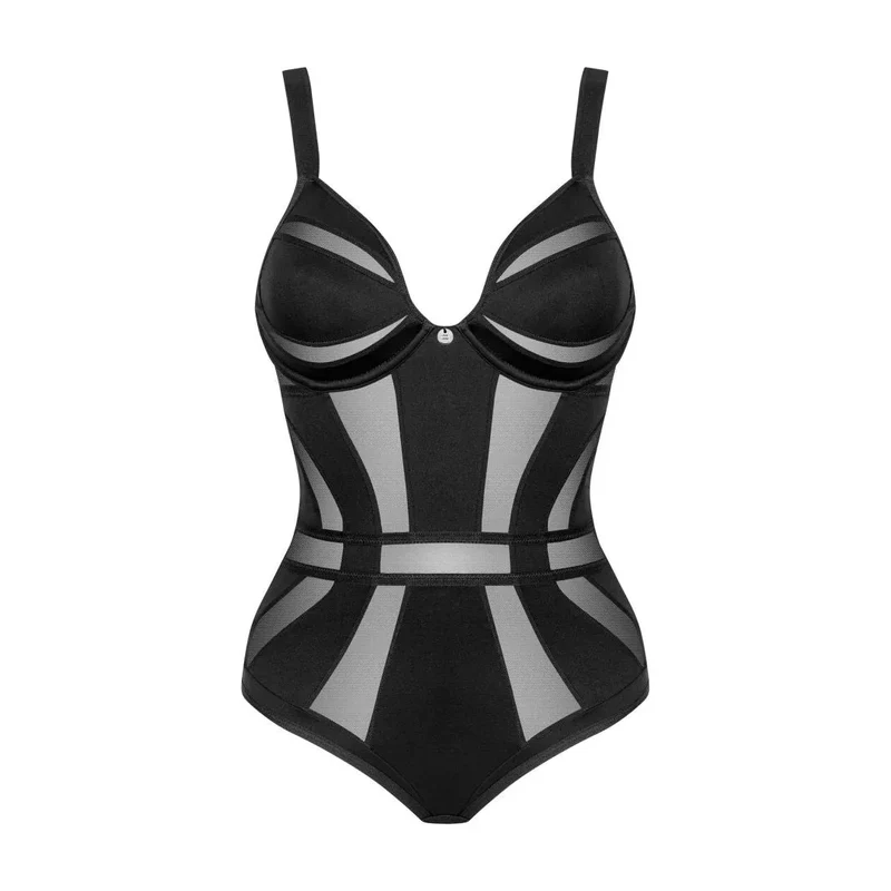 Chic Amoria body noir luxe bretelles réglables armatures soutien pendentif argent maintien sculptant silhouette élégante confort extensible durable tailles multiples