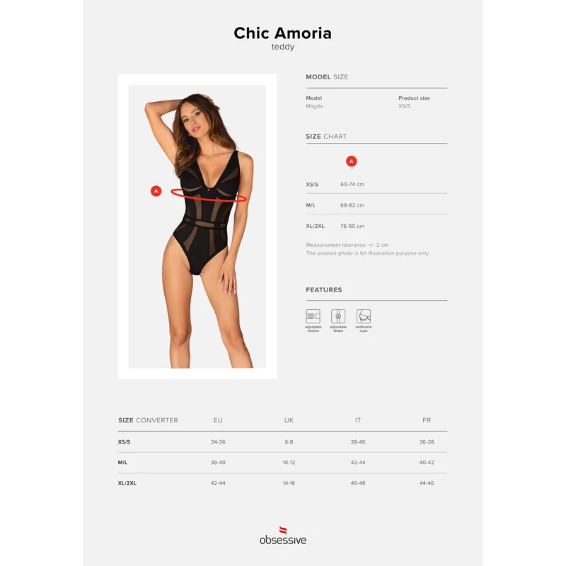 Chic Amoria body noir luxe bretelles réglables armatures soutien pendentif argent maintien sculptant silhouette élégante confort extensible durable tailles multiples