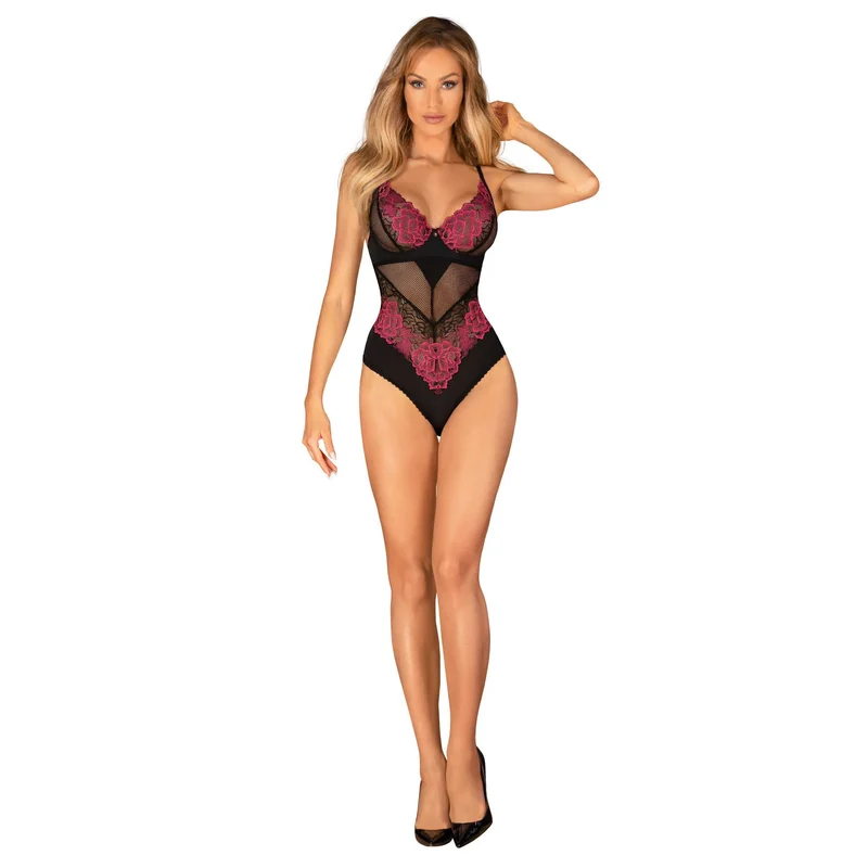 Body Rosenty lingerie noir sensuelle élégante ajustement parfait bretelles réglables motifs floraux délicats maintien sculptant confort extensible dentelle pendentif raffiné