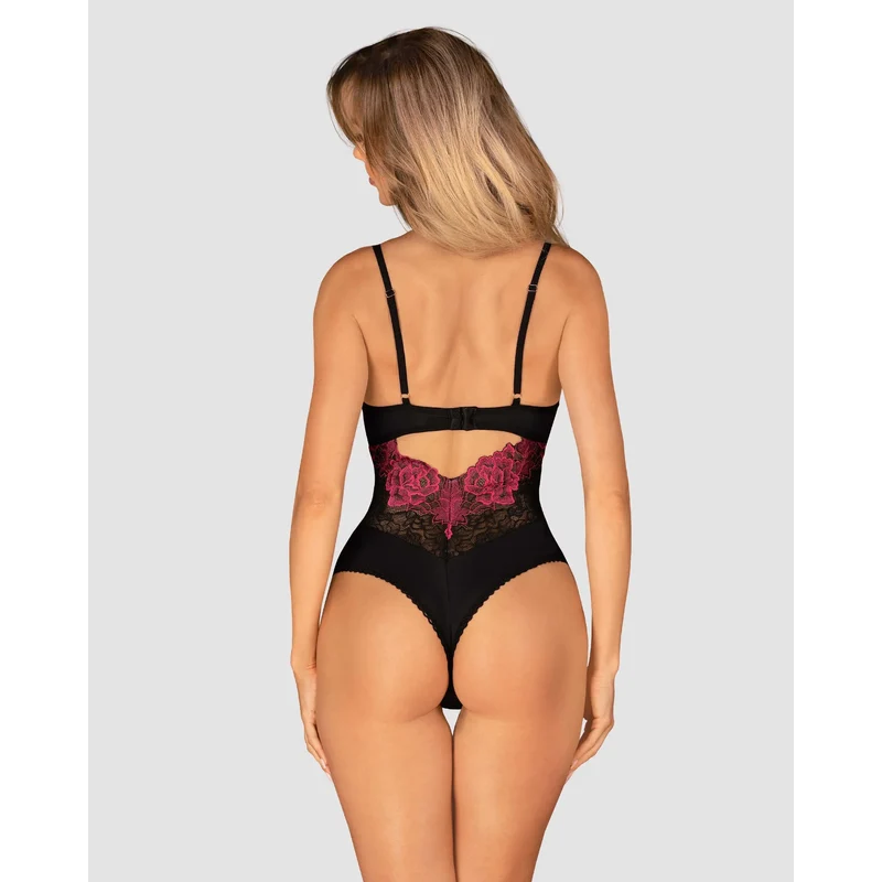 Body Rosenty lingerie noir sensuelle élégante ajustement parfait bretelles réglables motifs floraux délicats maintien sculptant confort extensible dentelle pendentif raffiné