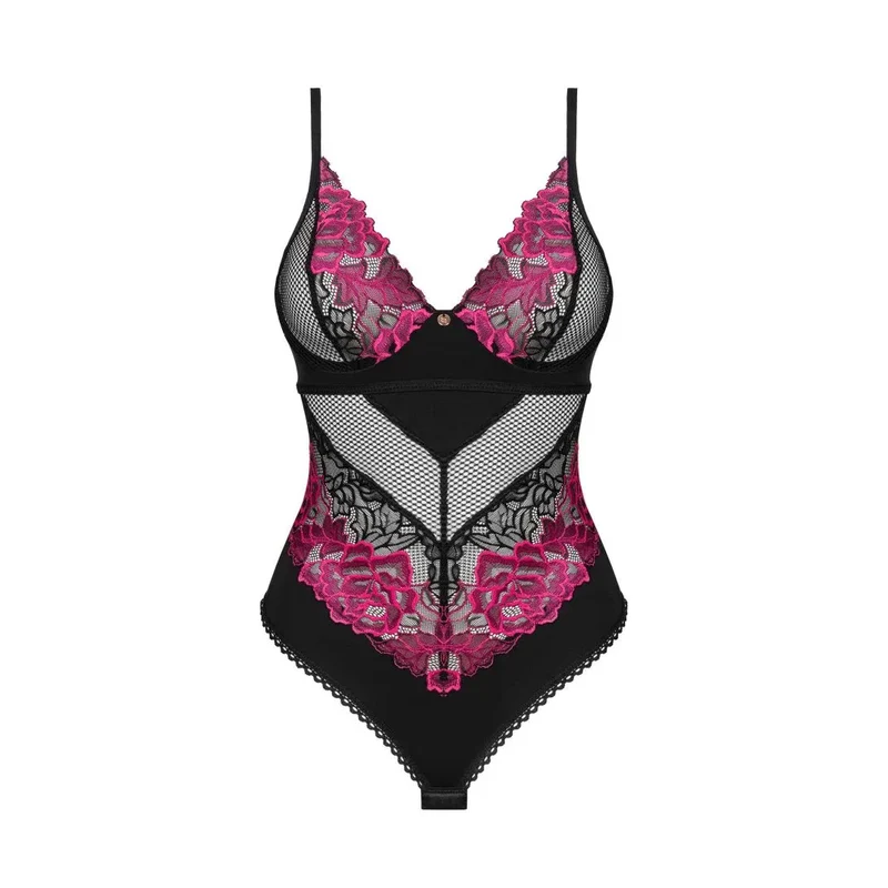 Body Rosenty lingerie noir sensuelle élégante ajustement parfait bretelles réglables motifs floraux délicats maintien sculptant confort extensible dentelle pendentif raffiné