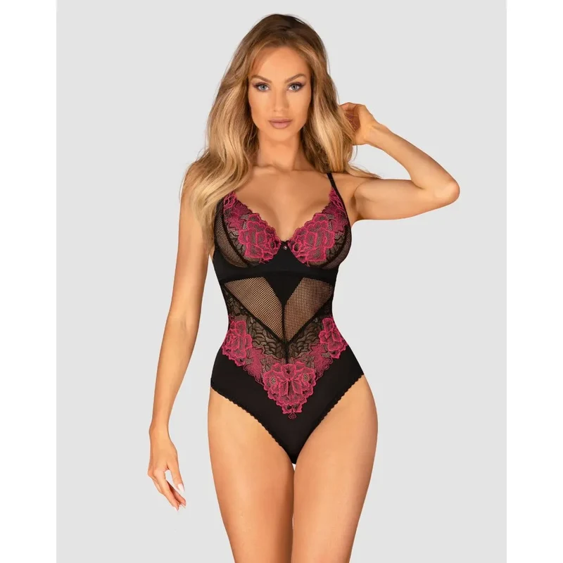 Body Rosenty lingerie noir sensuelle élégante ajustement parfait bretelles réglables motifs floraux délicats maintien sculptant confort extensible dentelle pendentif raffiné