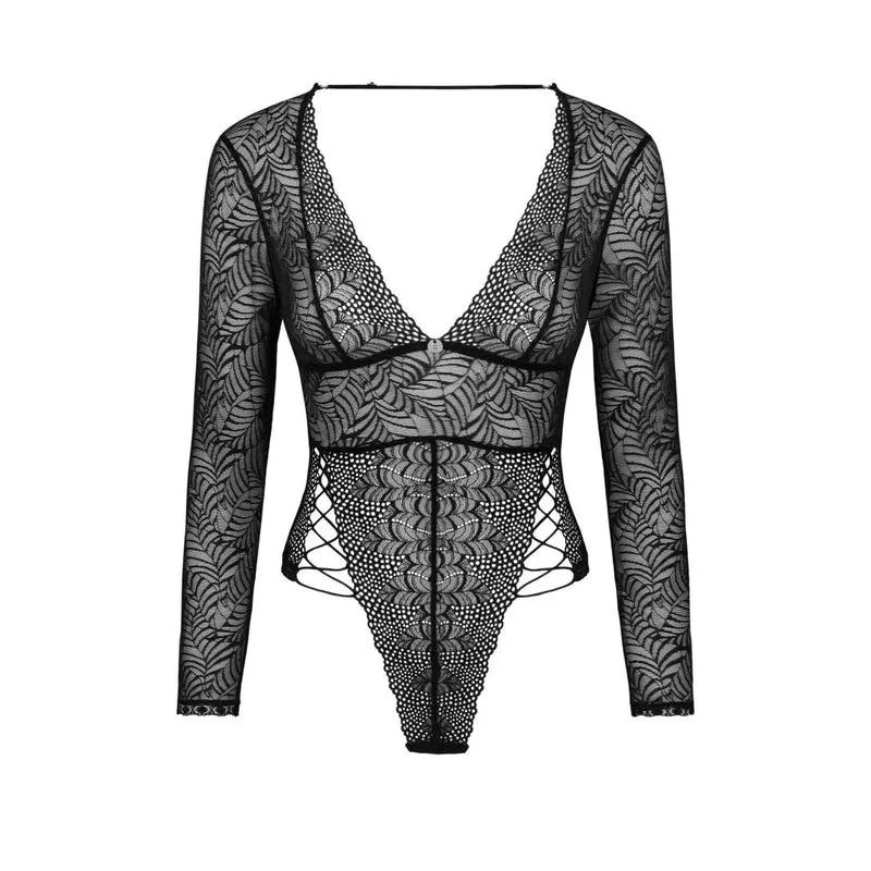 Teddy Merlys noir dentelle sexy laçage hanches pendentif élégant coupe ajustée tissu délicat confortable bandoulière réglable amovible fermeture entrejambe